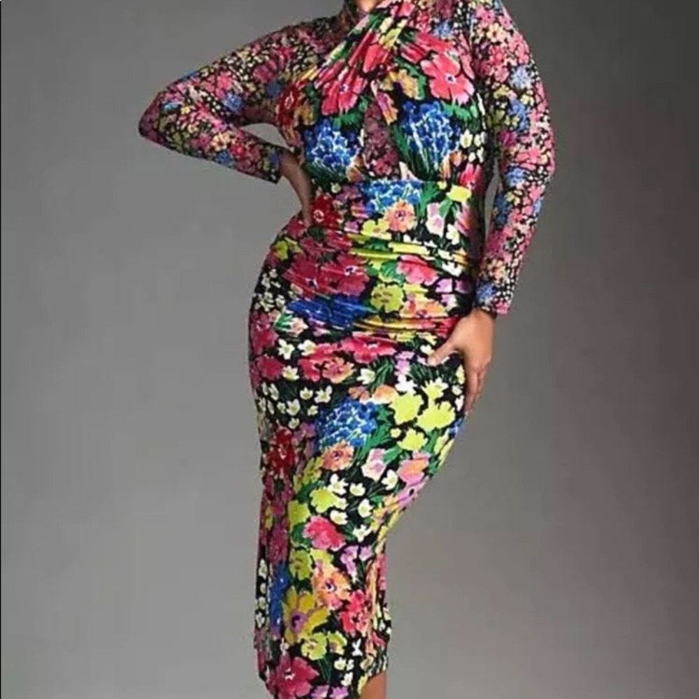 Anthropologie floral mess longe sleeve dress